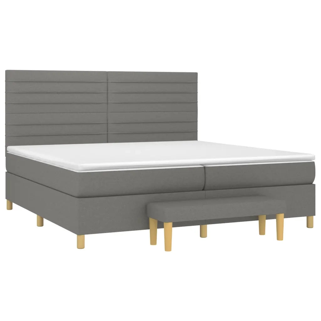 Giroletto a Molle con Materasso Grigio Scuro 200x200 cm Tessuto 3137262