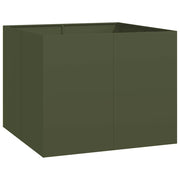 Fioriera | Cassetta per fiori | Vaso Verde Oliva 100x100x80 cm in Acciaio