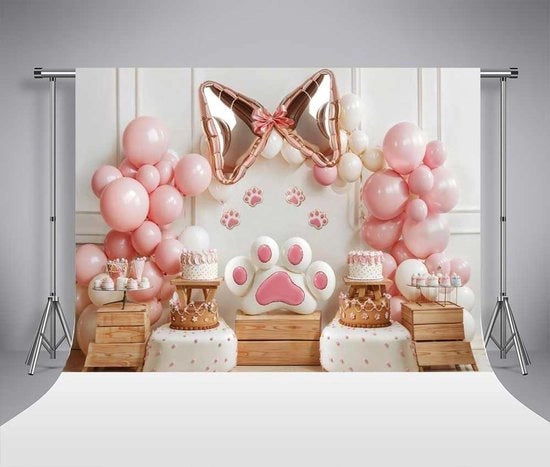 Fotografie-achtergrond: animali domestici, compleanno, distruzione del dolce