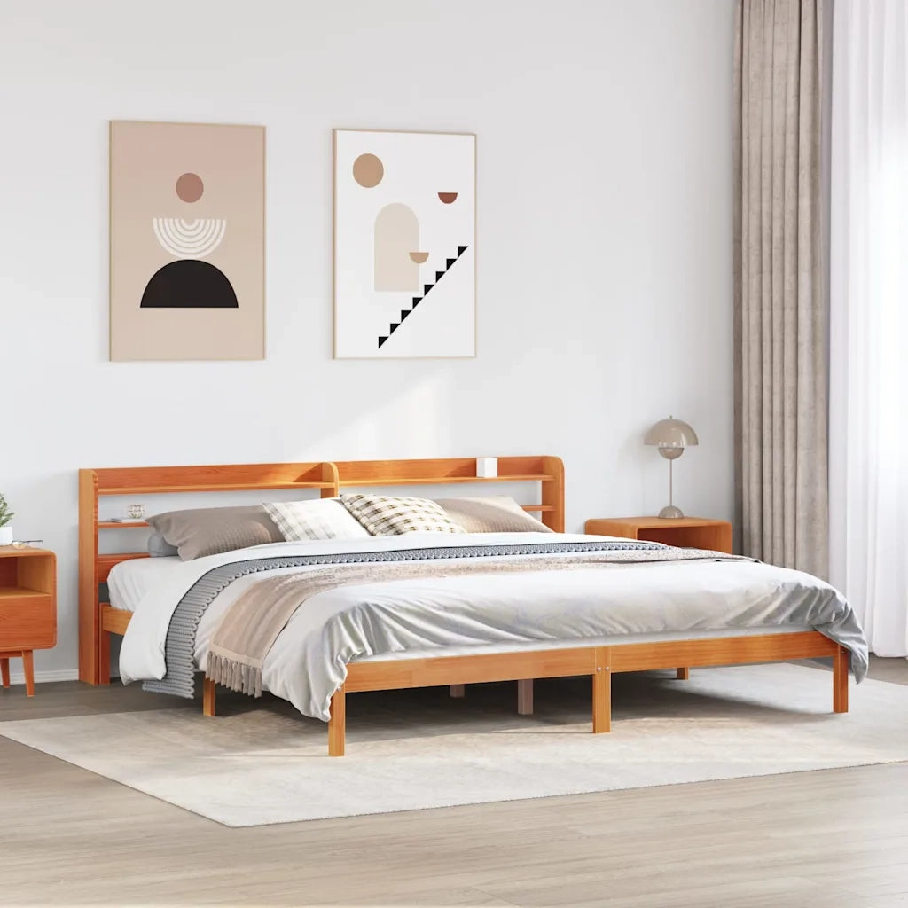 Giroletto con Testiera Marrone Cera 180x200 cm Massello Pino