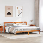 Giroletto con Testiera Marrone Cera 180x200 cm Massello Pino