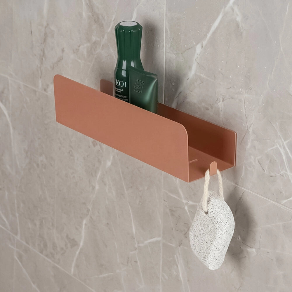 Mensola doccia 30 cm terracotta in acciaio inox senza fori Rea