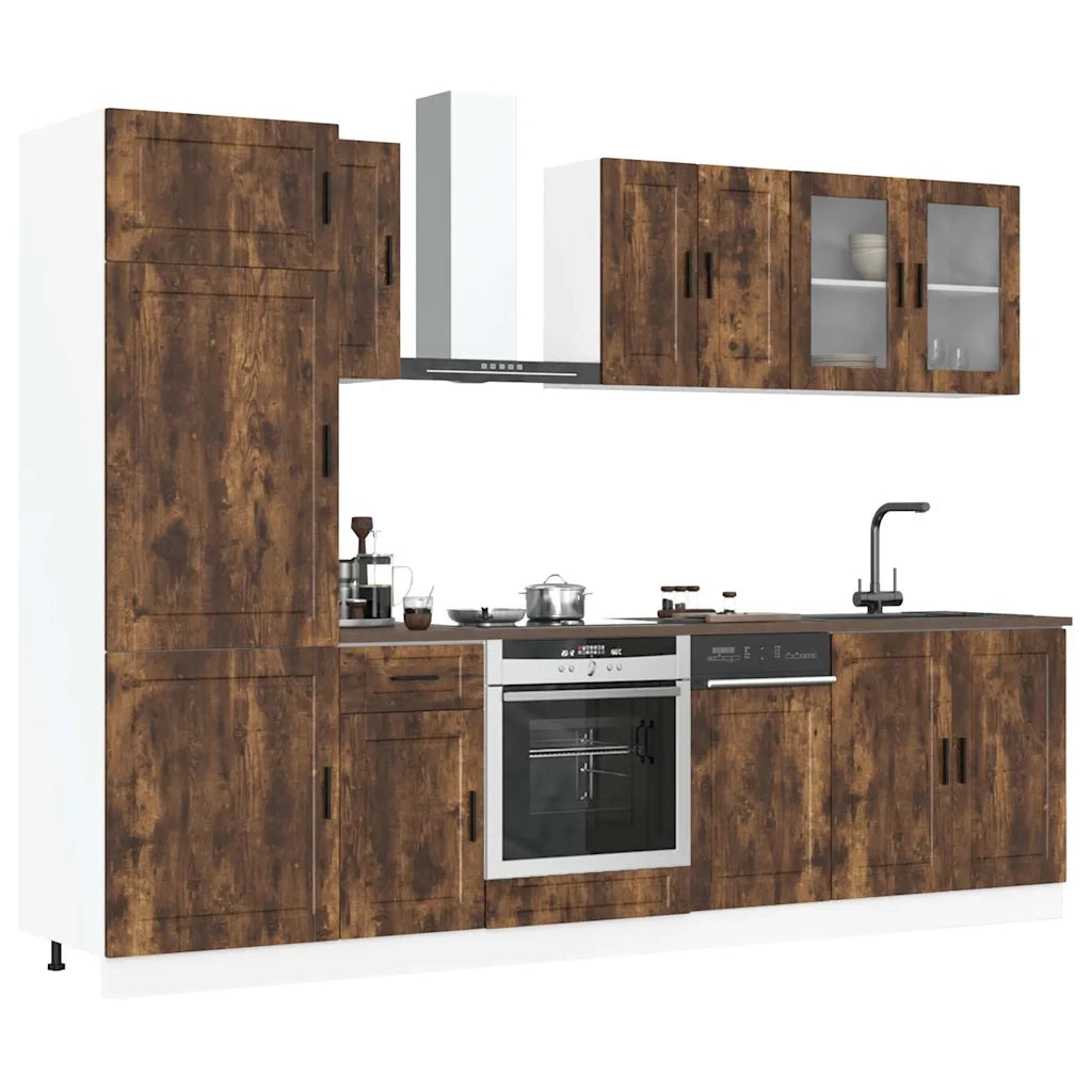 Set Mobili da Cucina 8 pz Porto Rovere Fumo Legno Multistrato 3314816