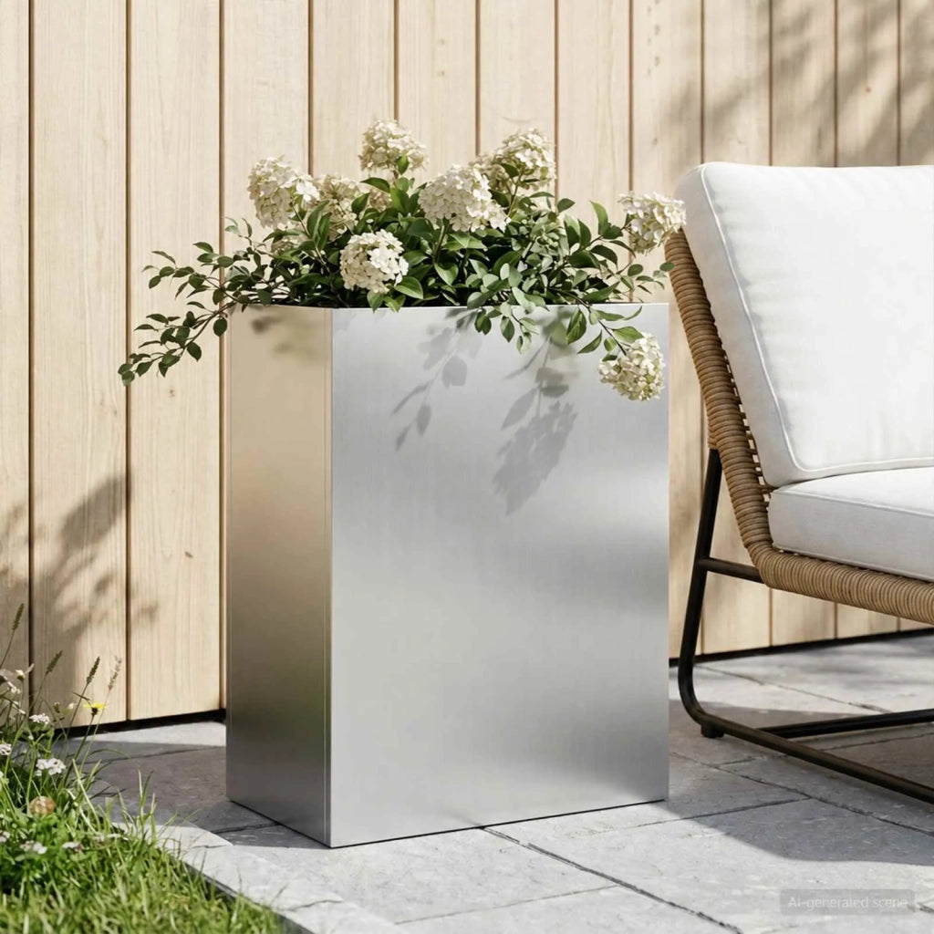 Vaso da giardino Argento 40 x 20 x 40 cm Acciaio zincato 8005410