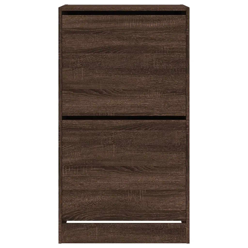 Scarpiera con 2 Cassetti Ribaltabili-Scaffale per scarpe Rovere Marrone 60x42x108cm