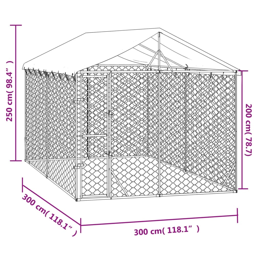 Cuccia/gabbia/recinto/zaino per animali da esterno con tetto argentato 3 x 3 x 2,5 m Argento 02_0041899