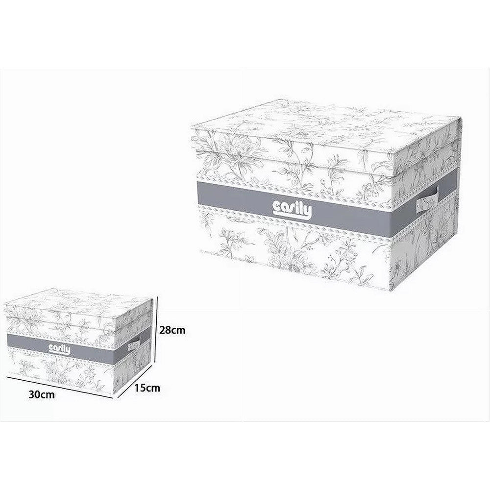 Trade Shop - Box Portatutto Scatola Salvaspazio Contenitore Organizer 30x28x15cm Fantasia 87313 -