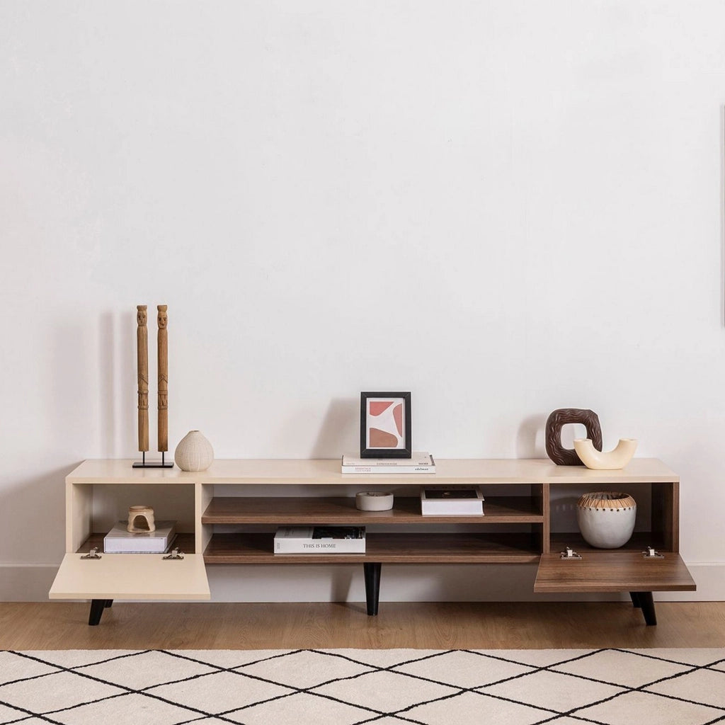 Lei, Mobile Porta tv un Ripiano, 180x37x45h cm Beige