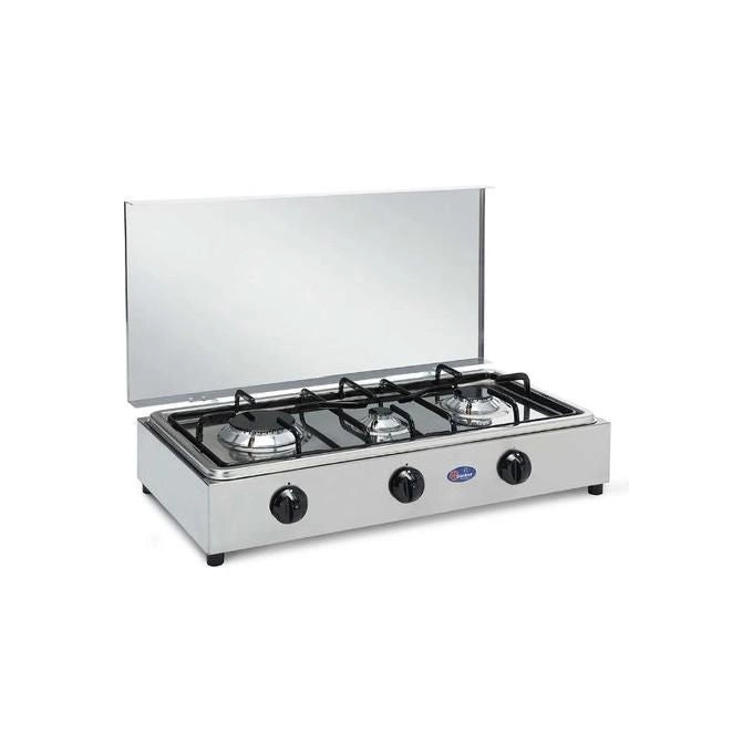 Parker 300ACCGPM Fornello a gas da campeggio 3 fuochi metano uso esterno con coperchio colore Acciaio