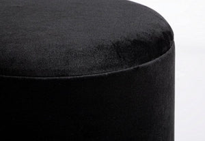 Sgabello Contenitore Polina Tondo Nero Imbottito in Tessuto effetto Velluto