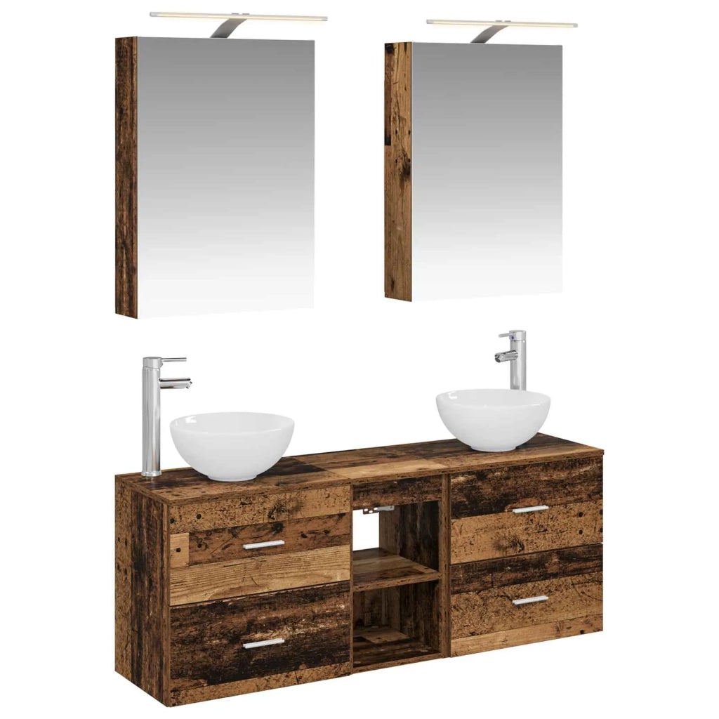 Set di Armadi da Bagno 5 pcs Legno antico 50 x 14,5 x 70 cm 3406677