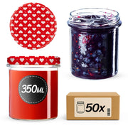 KADAX Barattoli di vetro Avila 350ml 50pz 82mm + coperchio "Cuori"