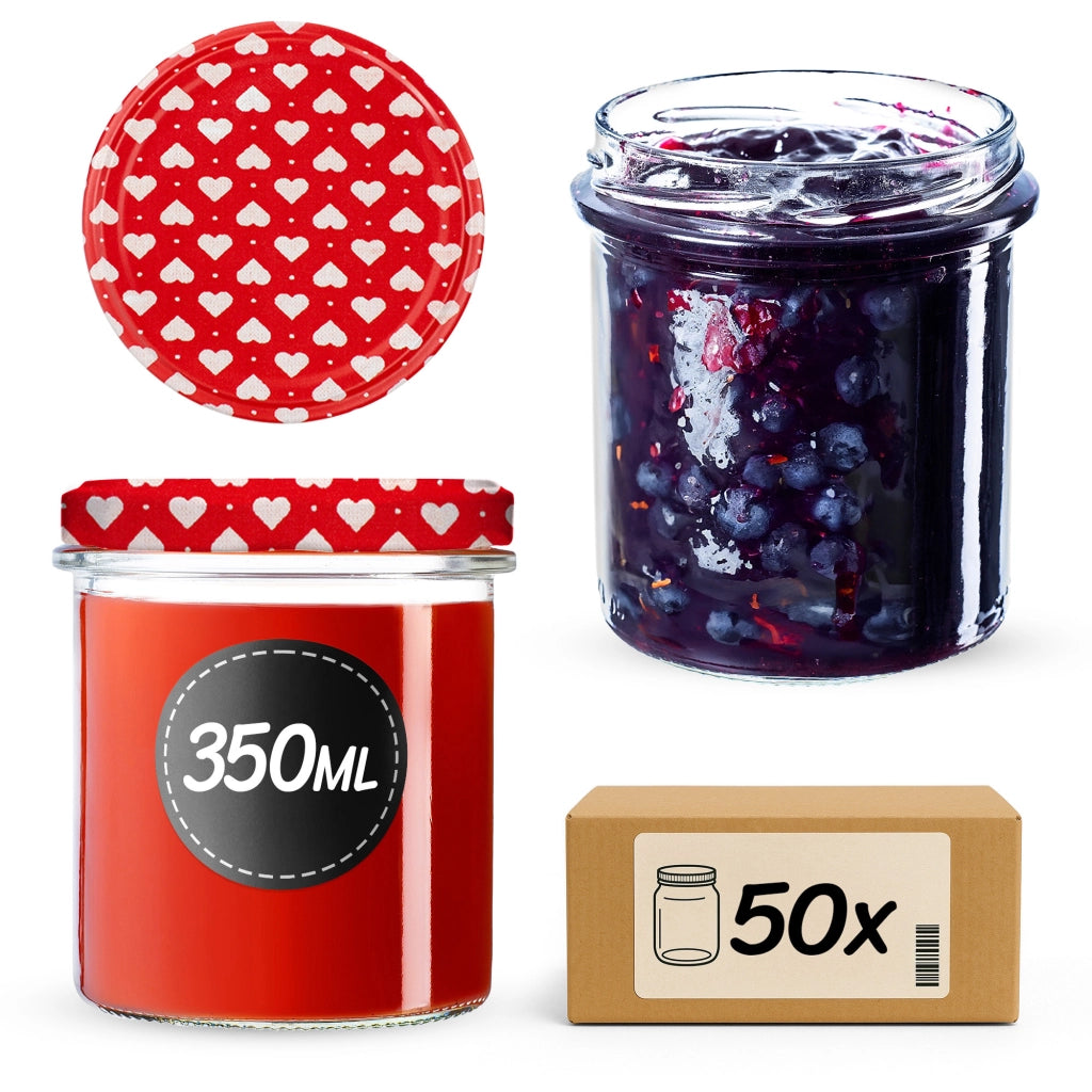 KADAX Barattoli di vetro Avila 350ml 50pz 82mm + coperchio "Cuori"