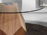 Tavolo da pranzo rotonda vetro temperato e noce