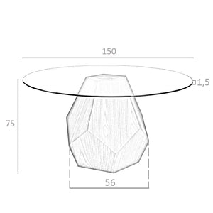Tavolo da pranzo rotonda vetro temperato e noce
