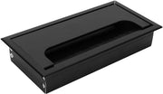Punta di alimentazione per cavi - Alimentatore per cavi in alluminio 160x80mm - Nero - Gestione cavi - Accessorio per ufficio - Organizzatore per scrivania - Punto di alimentazione per cavi