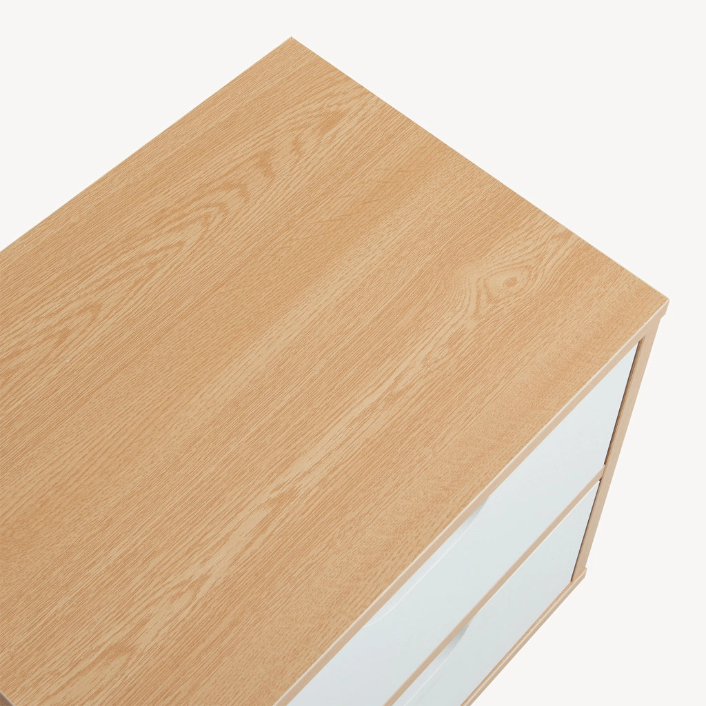Comodino Bordkak con 2 Cassetti 50 x 40 x 30 cm - Effetto Rovere / Bianco [en.casa]