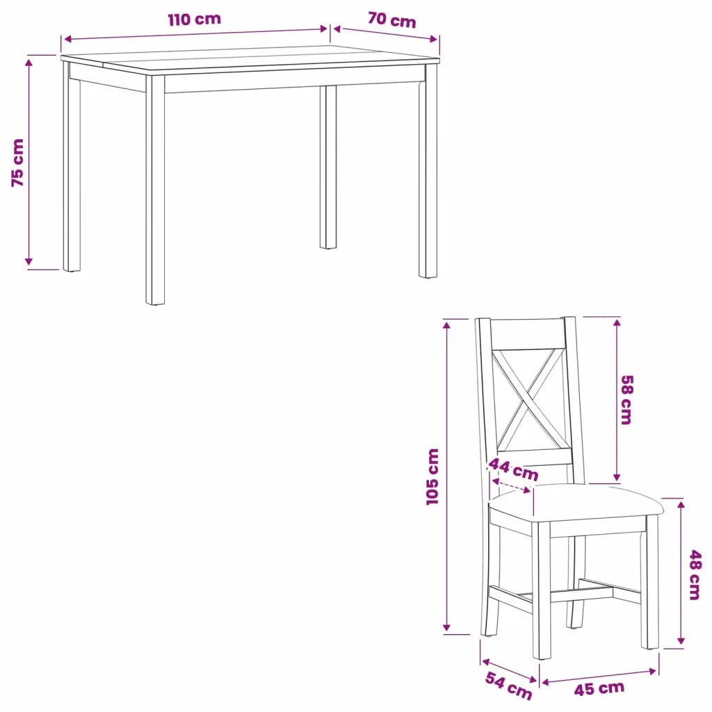 Set da pranzo 5 pz Nero Legno di Quercia Massello 3430252