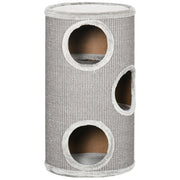 Cuccia per Gatti Tiragraffi 3 Ripiani Ø38x70 cm in Sisal e Peluche Grigio Chiaro