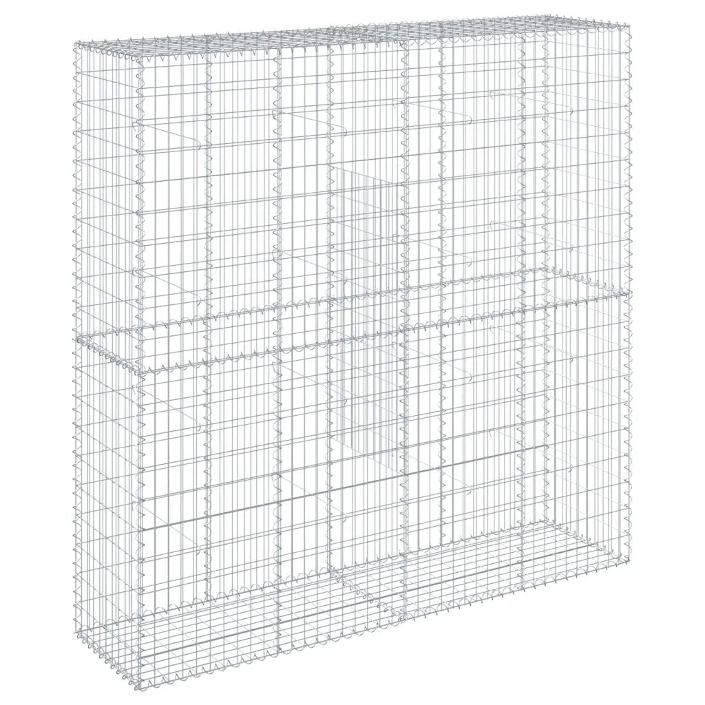 Cesto Gabbione con Copertura 200x50x200 cm in Ferro Zincato