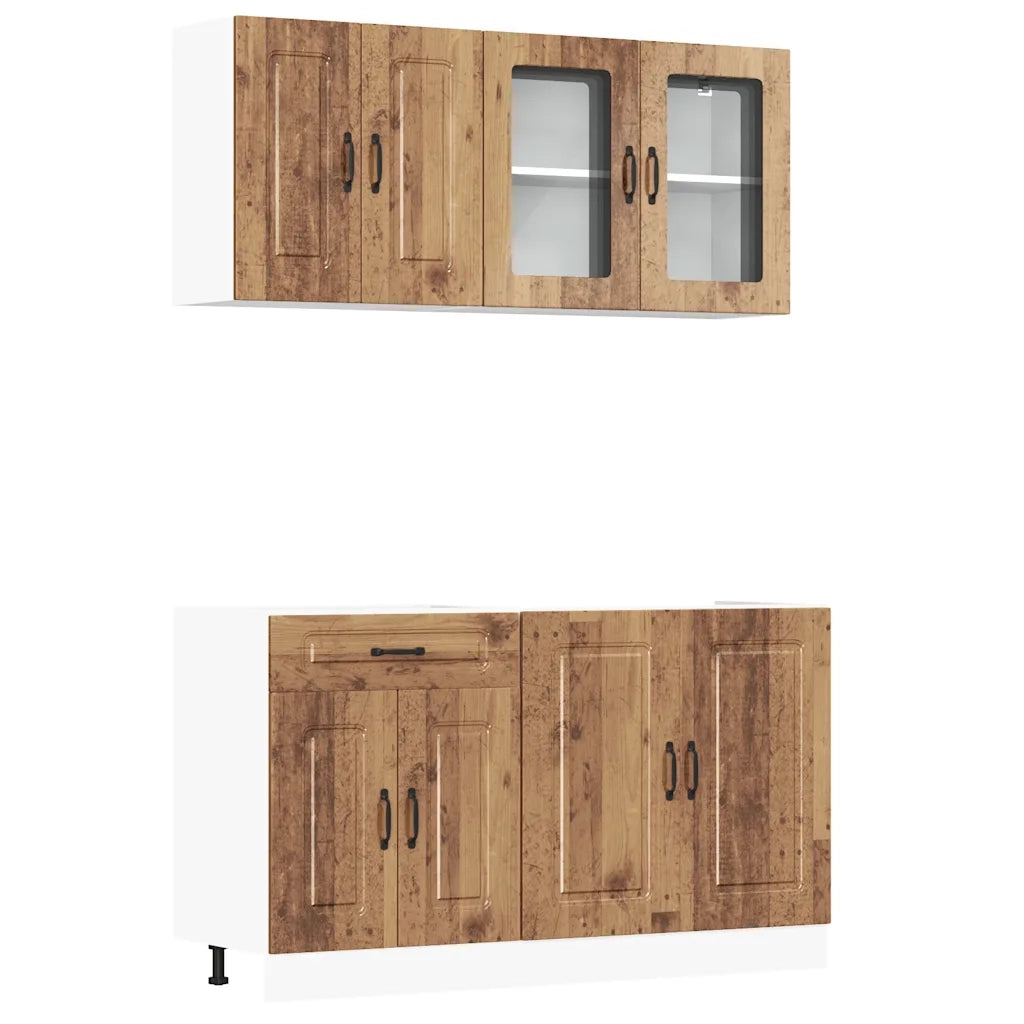 Set Mobili da Cucina 4 pz Kalmar Legno Vecchio in Truciolato 3314859