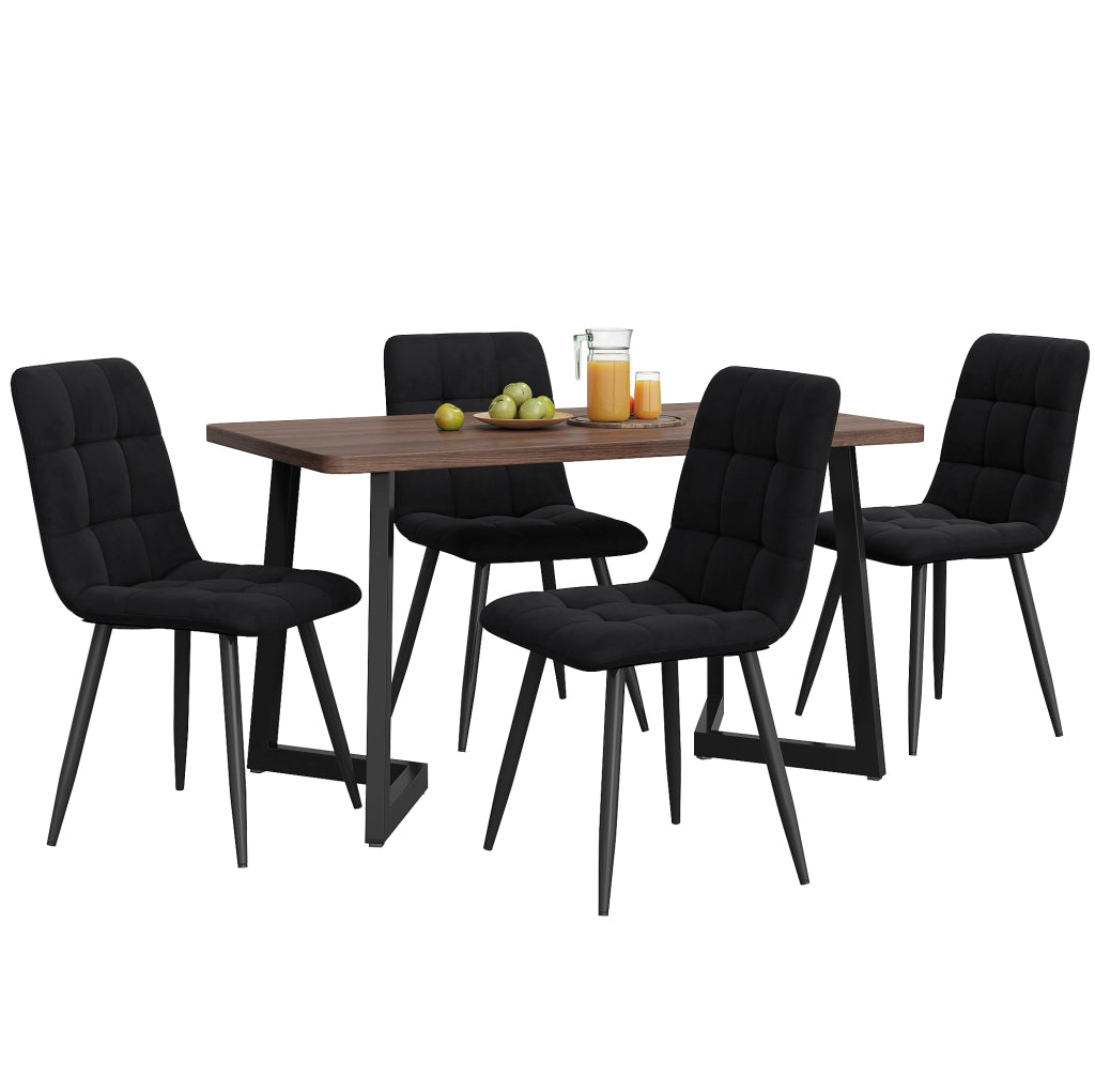 Gruppo pranzo 5 pezzi; tavolo moderno; MDF; colore noce