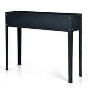 Fioriera rialzata 100 x 30 x 80 cm con fori di drenaggio e spazio di archiviazione stile moderno acciaio zincato nero 20_0012214