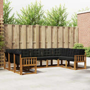 Set di divani da esterno con cuscino 9 pcs Naturale e Nero