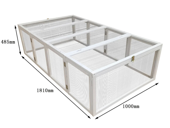 Recinto per conigli da esterno "bianco" 181 x 100 x 48,5 cm