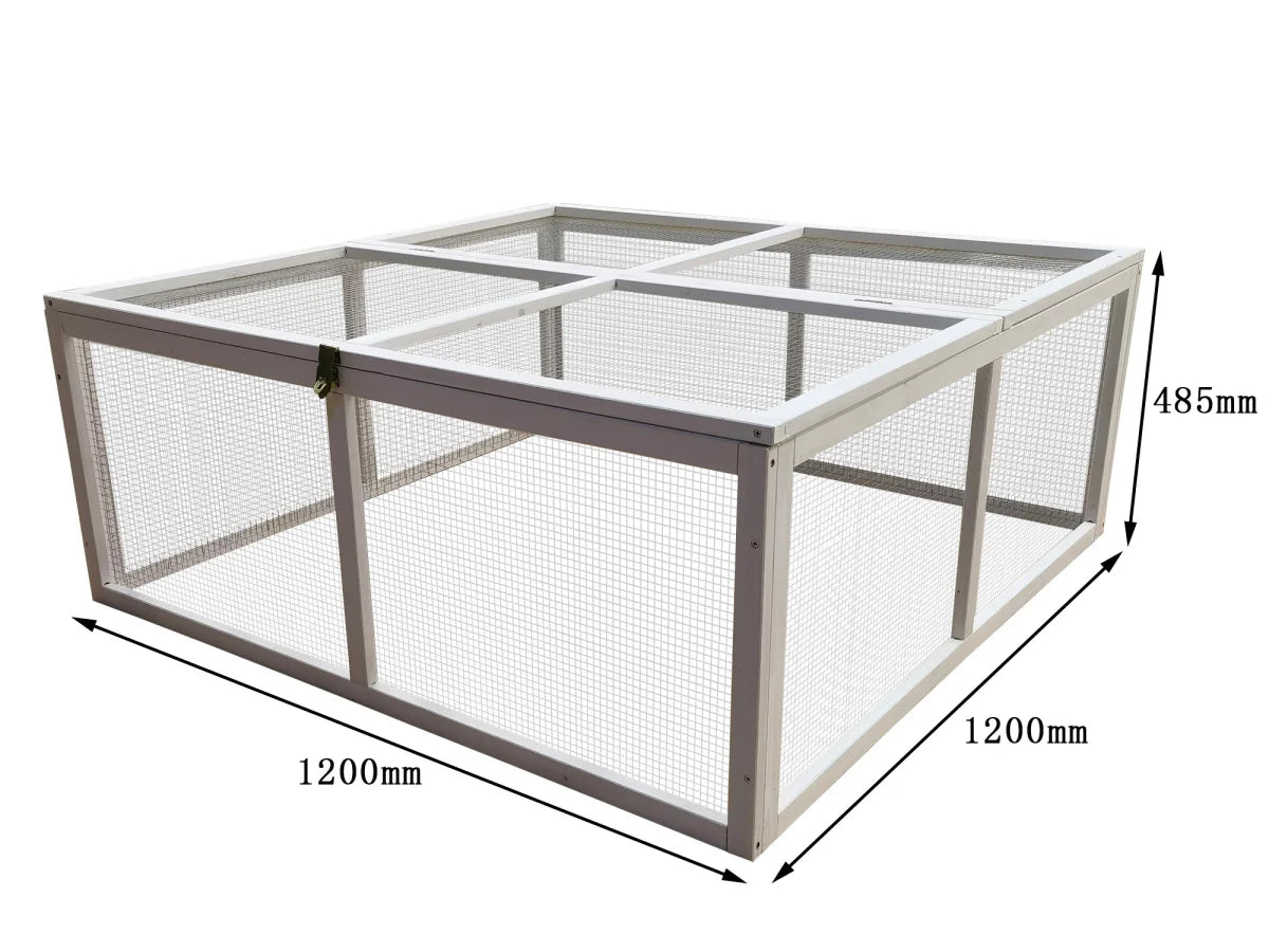 Recinto per conigli da esterno "bianco" 120 x 120 x 48,5 cm