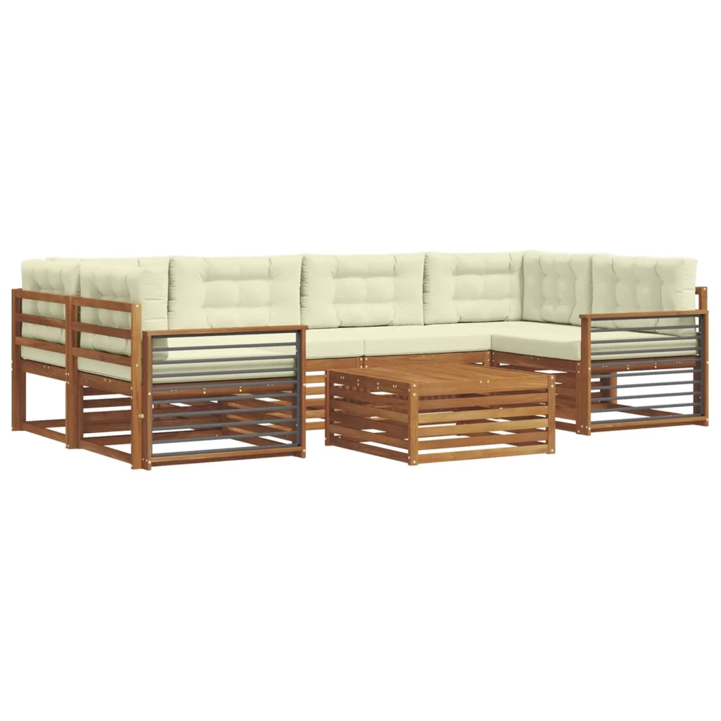 Set di divani da esterno con cuscino 7 pcs Naturale e Crema 3373110