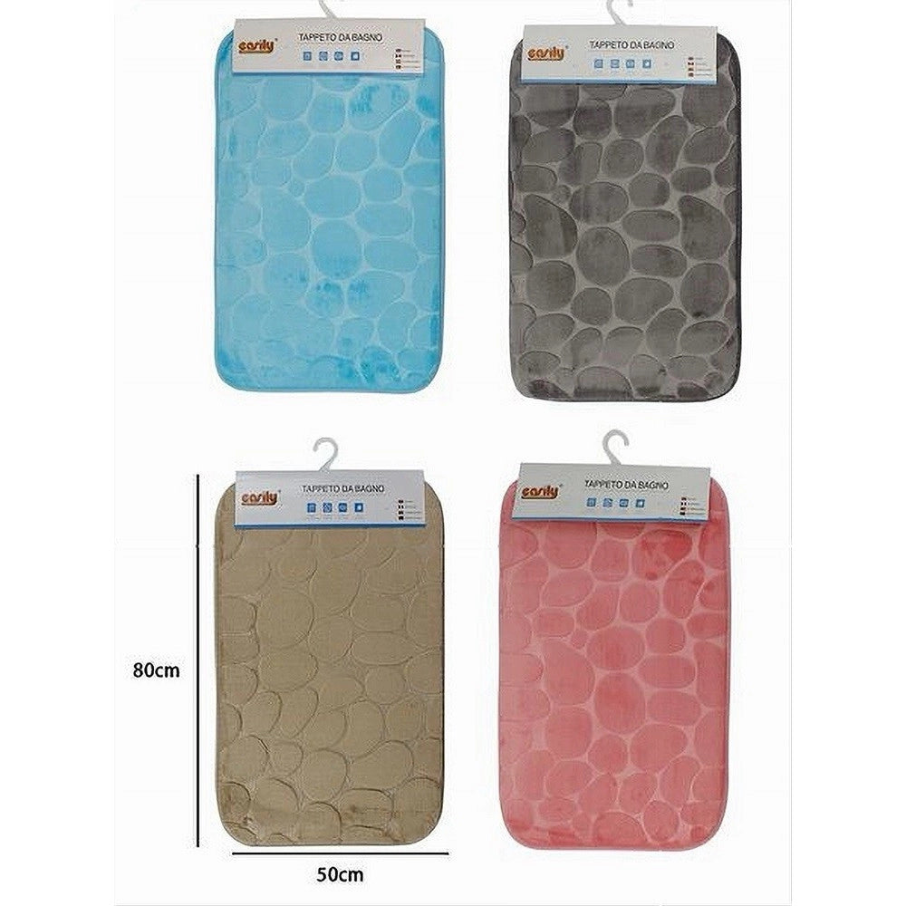 Trade Shop - Tappeto In Tessuto Tappetino Arredo Bagno Antiscivolo 50x80cm Effetto Sassi 79449 -