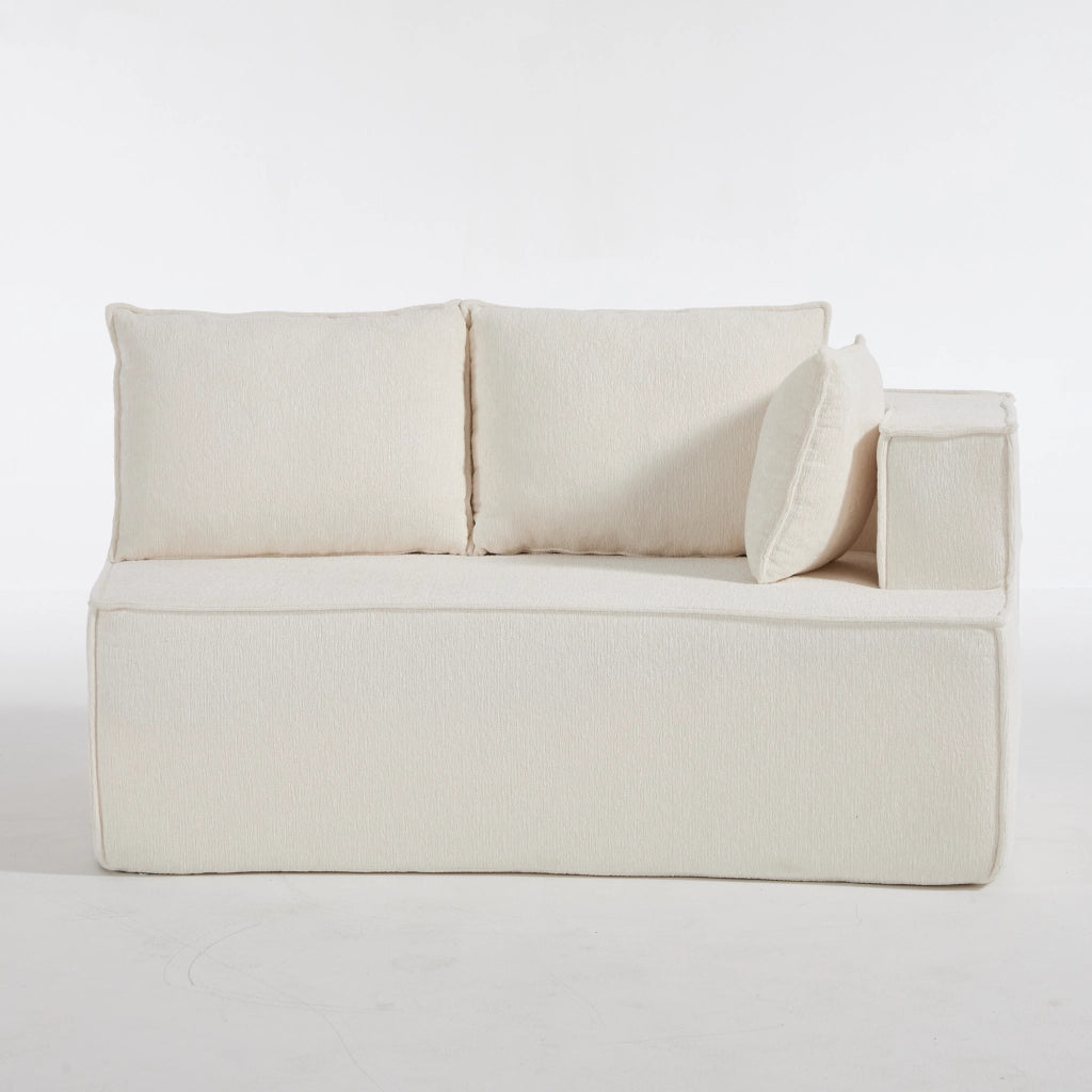 Divano modulare curvo con seduta profonda e comfort elevato in velluto bianco per soggiorno e camera da letto