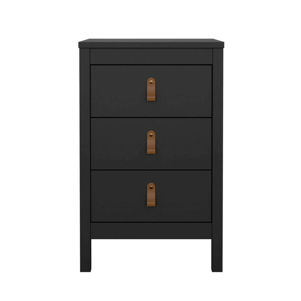 Comodino Lombardia, Comò basso, Tavolino da notte, Mensola da letto, 44x38 h70 cm, Nero