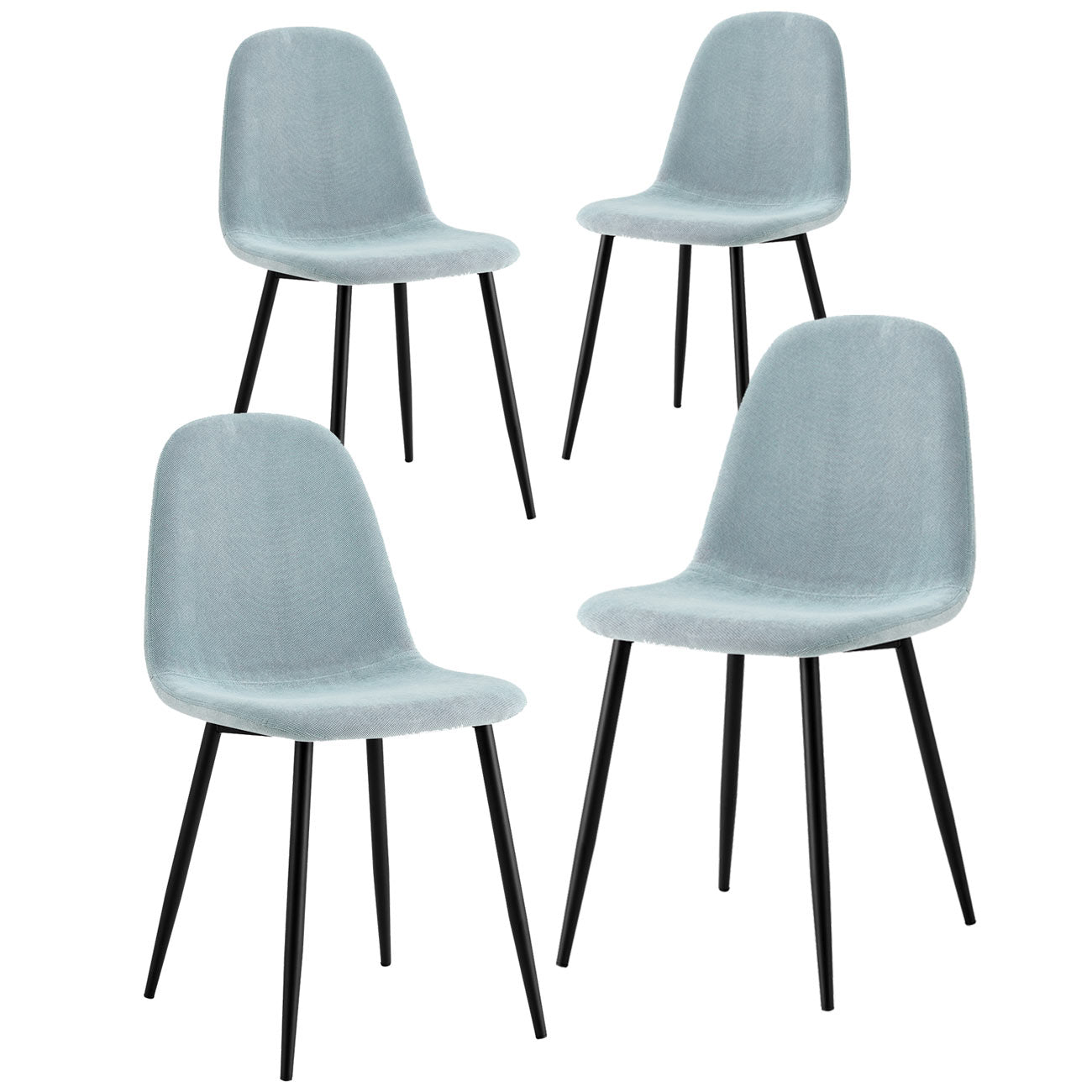 Set 4 Sedie 43x42x86 cm in Tessuto Bella Azzurro Pastello