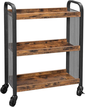 Valora CARRELLO SCAFFALE Mobiletto Rustico Marrone Metallo per Cucina