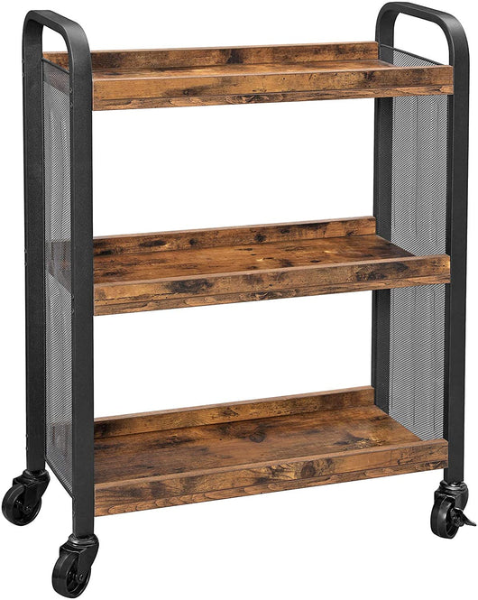 Valora CARRELLO SCAFFALE Mobiletto Rustico Marrone Metallo per Cucina