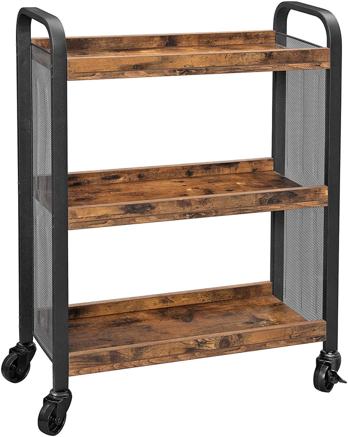 Valora CARRELLO SCAFFALE Mobiletto Rustico Marrone Metallo per Cucina