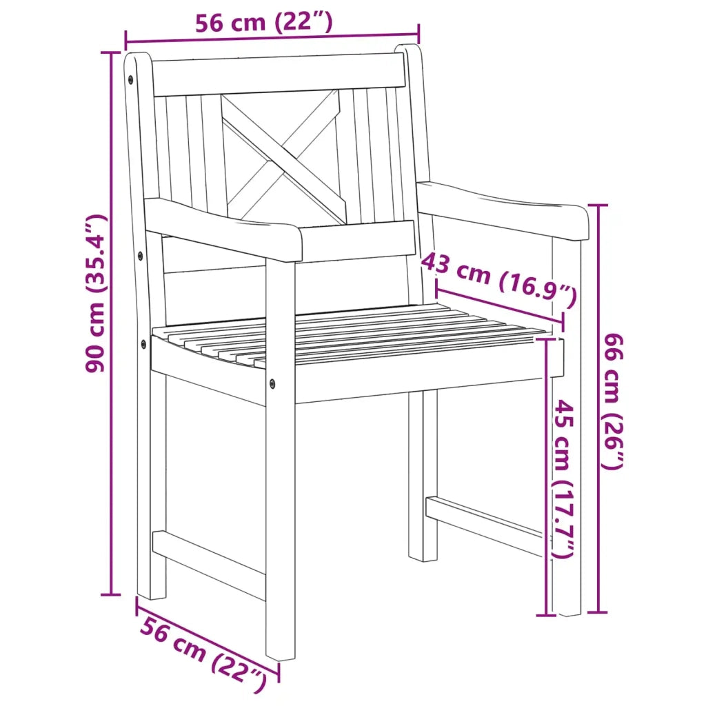 Panchina da esterno 2 pcs Naturale 56 x 55,5 x 90 cm 4105523