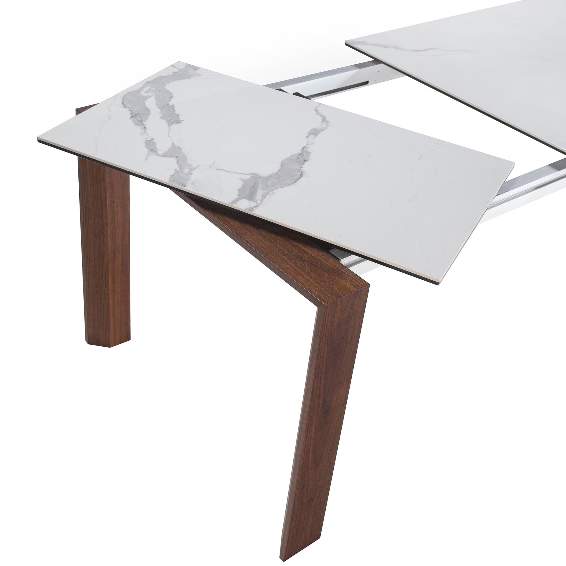 Tavolo da pranzo allungabile rettangolare marmo porcellanato e noce