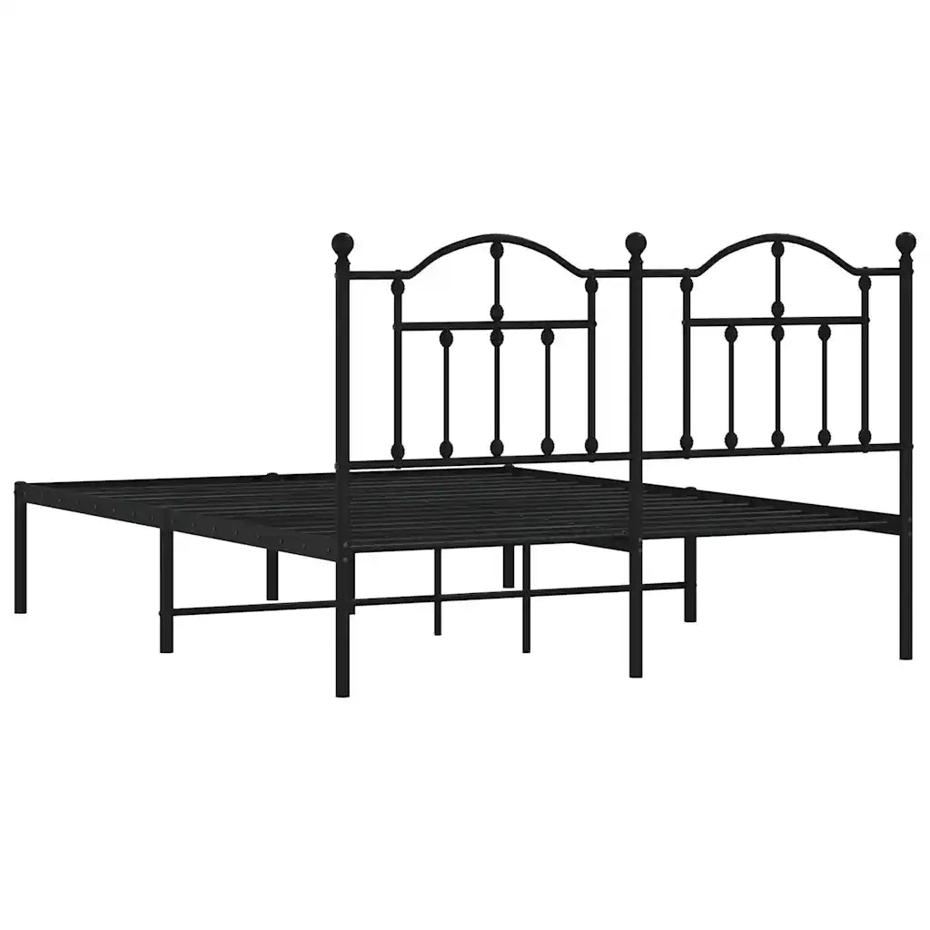 Giroletto con Testiera-Struttura Letto con testiera in Metallo Nero 140x200 cm 774153