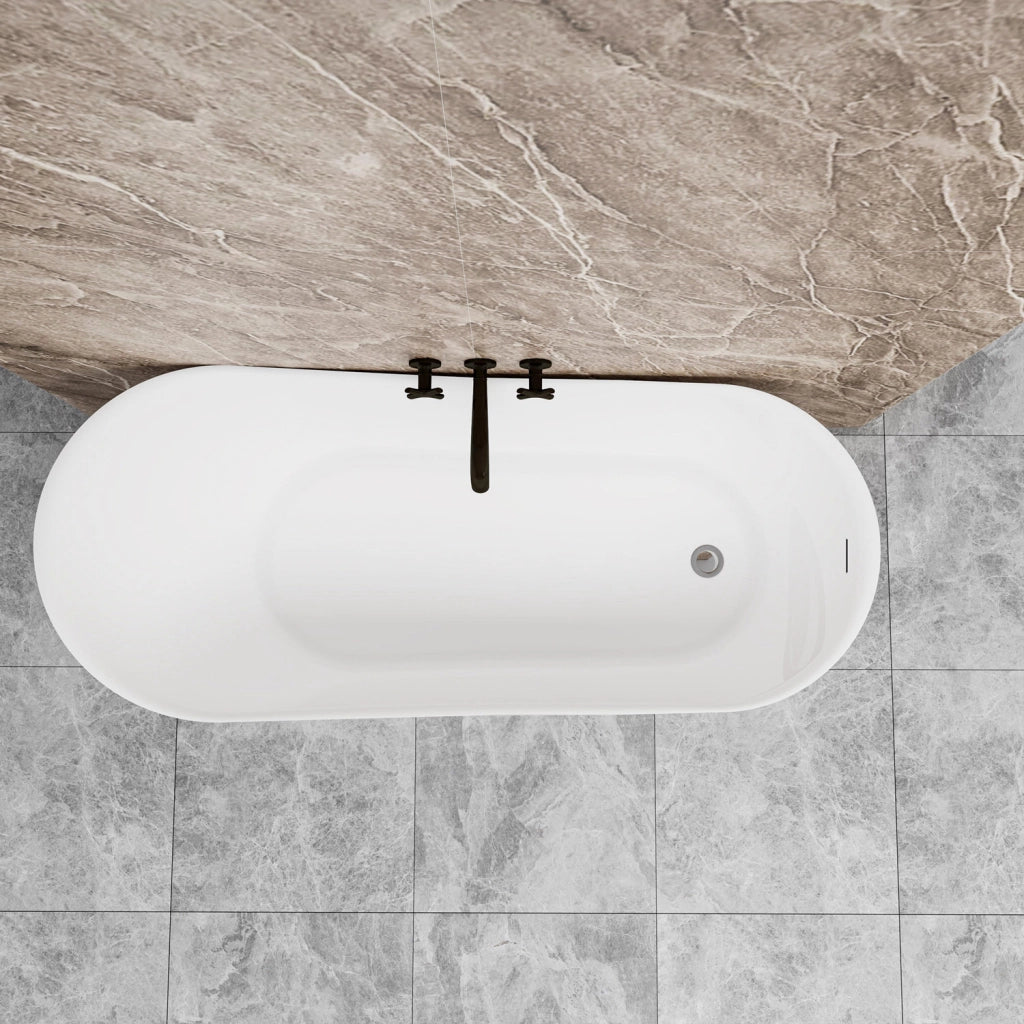Vasca da Bagno a Isola 170x78x73 cm Vasca da Bagno Freestanding in Acrilico Bianco Ovale Irregolare
