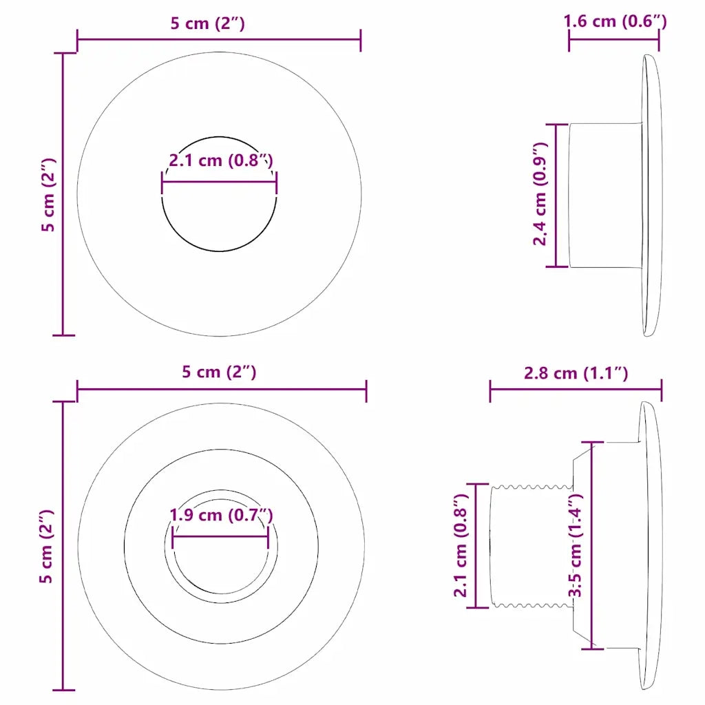 Cuscinetti per tavolo da biliardino 10 pcs Nero 5 x 5 x 2,8 cm