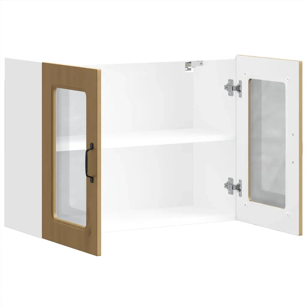 Pensile da Cucina | Mobile da Cucina con Porta in Vetro Kalmar Rovere Artigianale