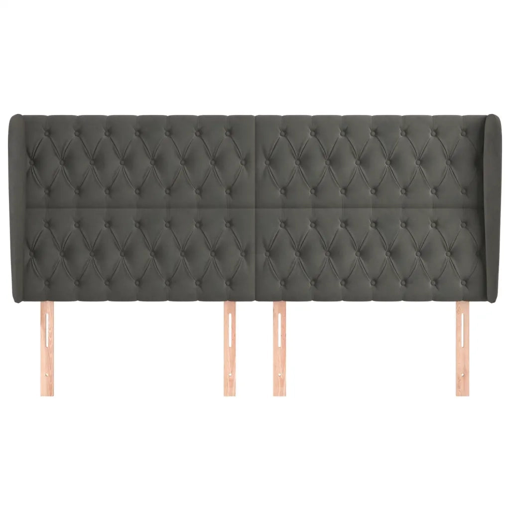 Testiera | Testata ad Orecchio GrigioScuro 183x23x118/128cm in Velluto