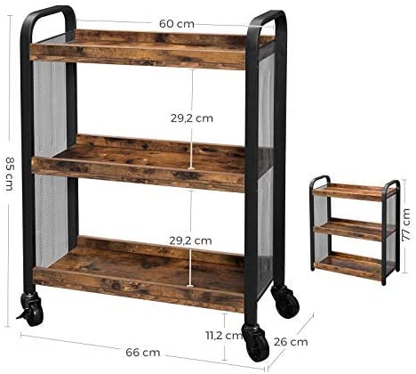 Valora CARRELLO SCAFFALE Mobiletto Rustico Marrone Metallo per Cucina