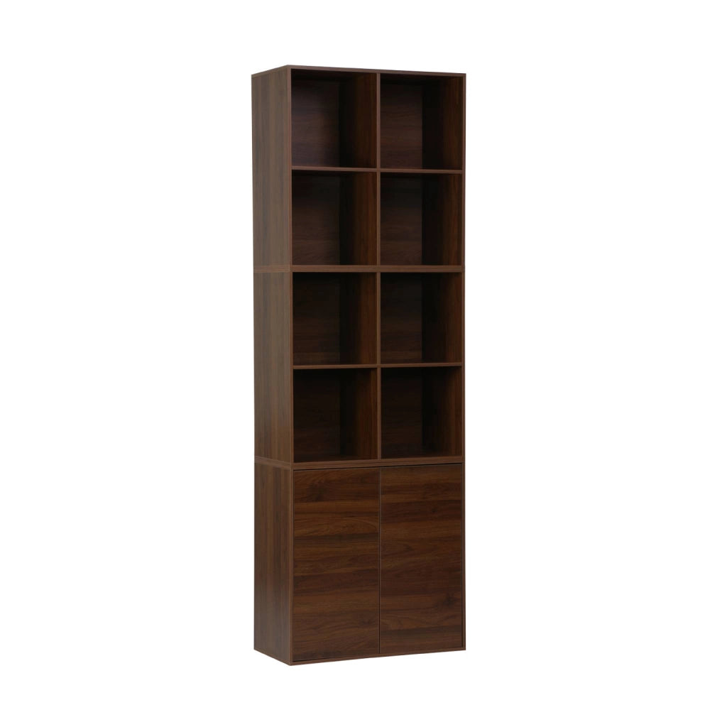 Libreria modulare in legno 3 elementi, 2 ante 8 vani, noce