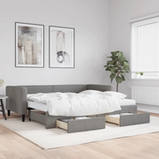 Divano Letto Estraibile Cassetti Grigio Scuro 90x200cm Tessuto