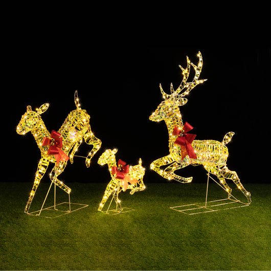 Famiglia 3 Renne Luminose di Natale Renna Cervi Natalizia Decorazione da Esterno