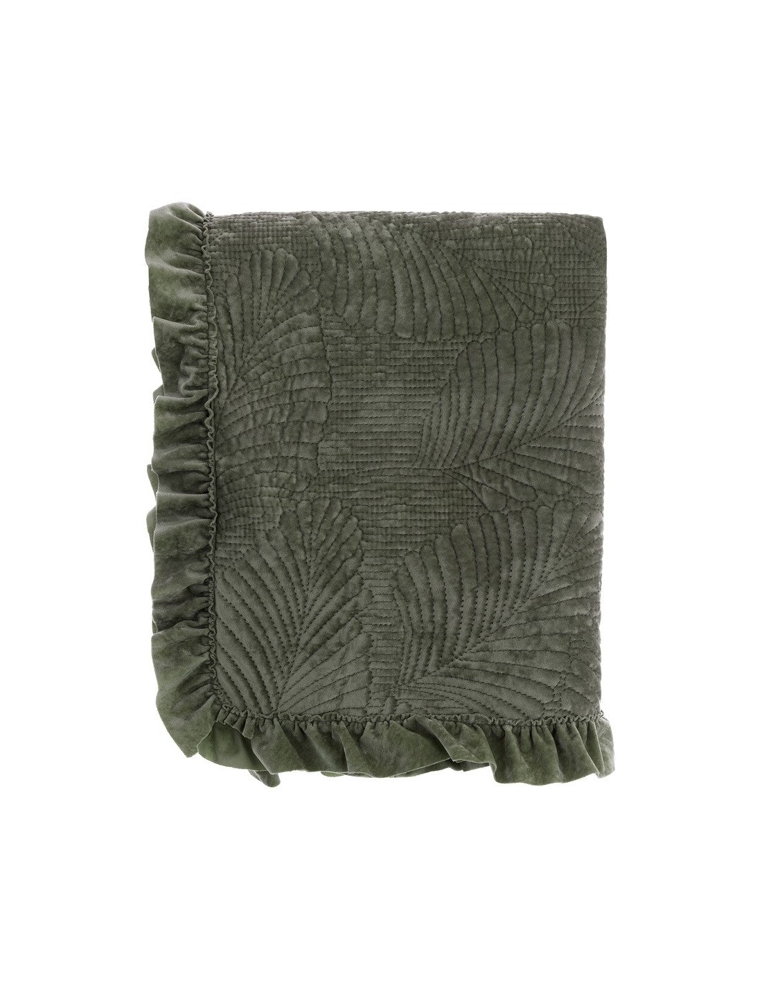 Copriletto Matrimoniale in Velluto con Gale Shabby Chic Blanc Mariclò Colore: Verde